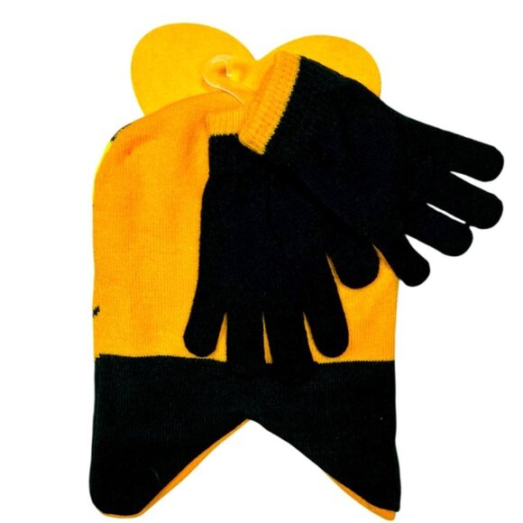 Garfield Hat Gloves Knit Set Nickelodeon Black Orange NEW Unisex Kids One Size - Picture 3 of 16